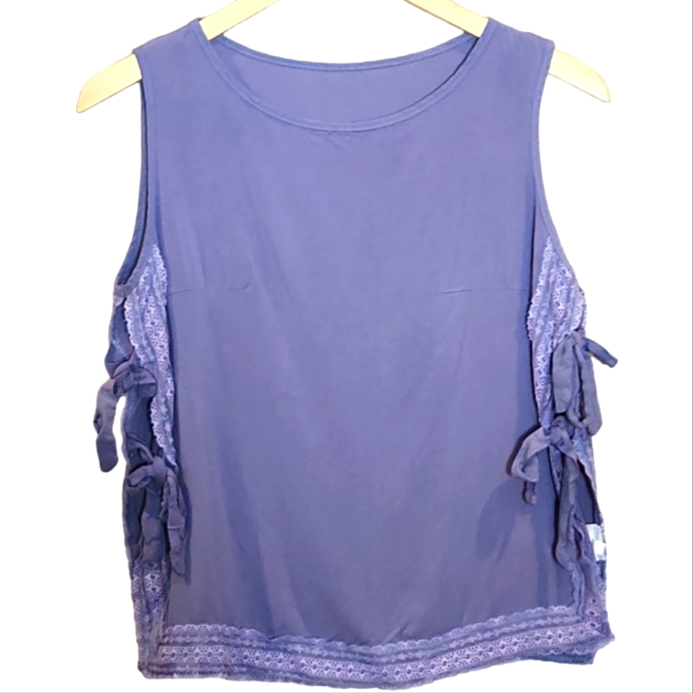 BOHEMIAN GYPSY M PURPLE LACE TIE SIDES TANK TOP